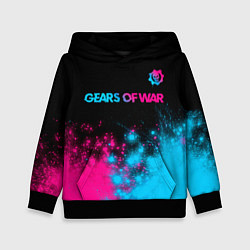 Толстовка-худи детская Gears of War - neon gradient: символ сверху, цвет: 3D-черный