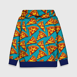 Детская толстовка Кусочки пиццы на синем фоне