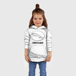 Толстовка-худи детская Jaguar speed на светлом фоне со следами шин, цвет: 3D-белый — фото 2