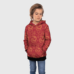 Толстовка-худи детская Dragon red pattern, цвет: 3D-черный — фото 2