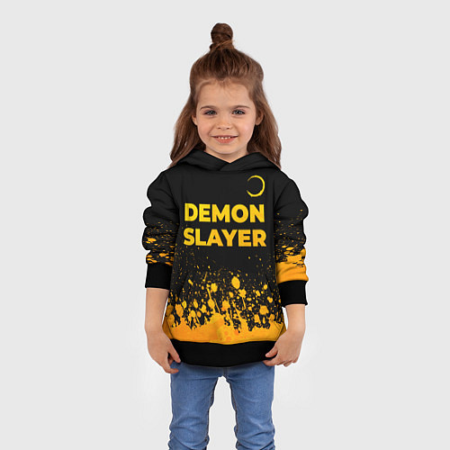 Детская толстовка Demon Slayer - gold gradient: символ сверху / 3D-Черный – фото 4