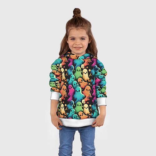 Детская толстовка Паттерн с разноцветными приведениями / 3D-Белый – фото 4