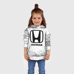 Толстовка-худи детская Honda speed на светлом фоне со следами шин, цвет: 3D-белый — фото 2