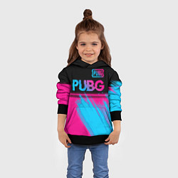 Толстовка-худи детская PUBG - neon gradient: символ сверху, цвет: 3D-черный — фото 2
