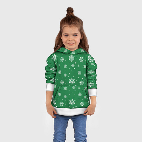 Детская толстовка Hello winter green snow / 3D-Белый – фото 4