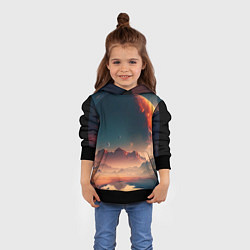 Толстовка-худи детская Планета в далеком космосе, цвет: 3D-черный — фото 2