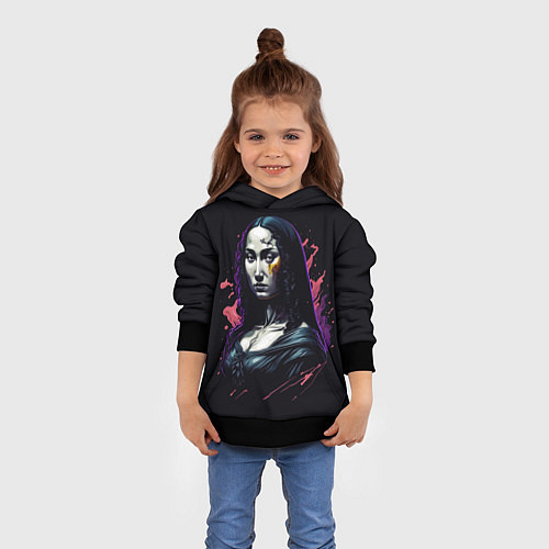 Детская толстовка Мона Лиза - современный арт / 3D-Черный – фото 4