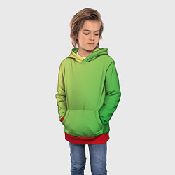 Толстовка-худи детская Градиент - зеленый лайм, цвет: 3D-красный — фото 2