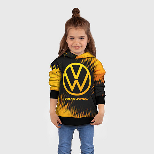 Детская толстовка Volkswagen - gold gradient / 3D-Черный – фото 4
