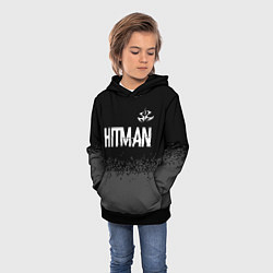 Толстовка-худи детская Hitman glitch на темном фоне: символ сверху, цвет: 3D-черный — фото 2