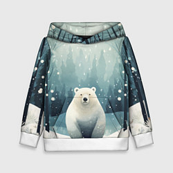 Детская толстовка Мишка в зимнем лесу в стиле фолк-арт