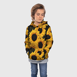 Толстовка-худи детская Подсолнухи объемными мазками от нейросети, цвет: 3D-меланж — фото 2