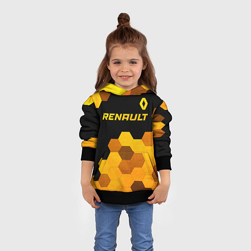 Детская толстовка Renault - gold gradient: символ сверху / 3D-Черный – фото 4