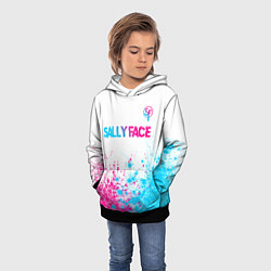 Толстовка-худи детская Sally Face neon gradient style: символ сверху, цвет: 3D-черный — фото 2