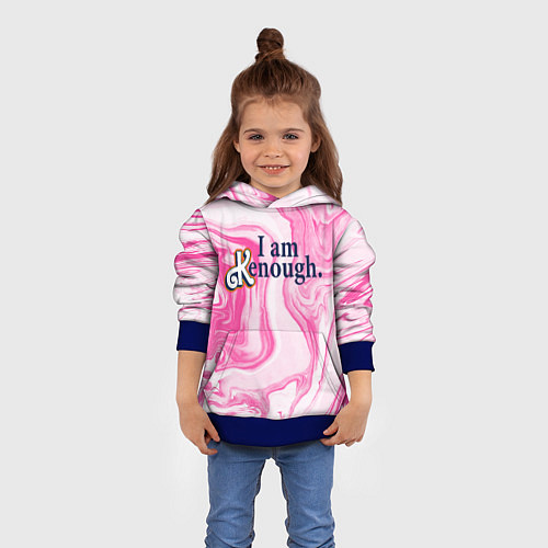 Детская толстовка I am kenough - розовые разводы краски / 3D-Синий – фото 4