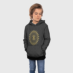 Толстовка-худи детская Человеческий глаз и абстрактные лучи золотого цвет, цвет: 3D-черный — фото 2
