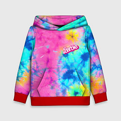 Толстовка-худи детская Barbie - floral pattern - tie-dye, цвет: 3D-красный