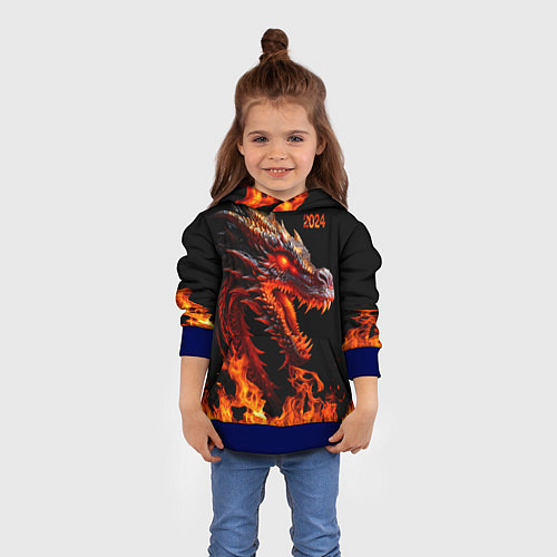 Детская толстовка Огненный дракон 2024 год / 3D-Синий – фото 4