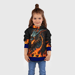 Толстовка-худи детская Свирепый огненный дракон 2024, цвет: 3D-синий — фото 2