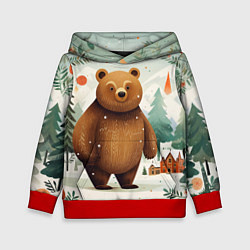 Детская толстовка Рождественский мишка фолк-арт