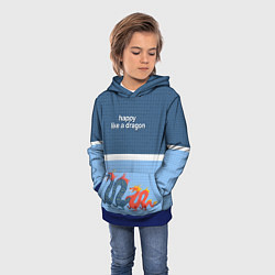 Толстовка-худи детская Счастливые драконы, цвет: 3D-синий — фото 2