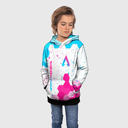 Толстовка-худи детская Apex Legends neon gradient style вертикально, цвет: 3D-черный — фото 2