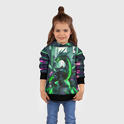 Толстовка-худи детская Неоновый зеленый дракон, цвет: 3D-черный — фото 2