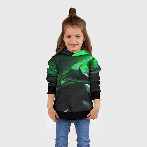 Детская толстовка Green abstract geometry / 3D-Черный – фото 4
