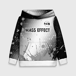 Толстовка-худи детская Mass Effect glitch на светлом фоне посередине, цвет: 3D-белый