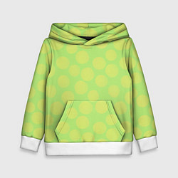Толстовка-худи детская Зеленый крупный горох геометрический орнамент, цвет: 3D-белый