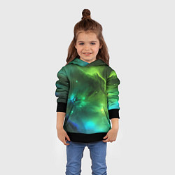 Толстовка-худи детская Бескрайний космос зелёный, цвет: 3D-черный — фото 2
