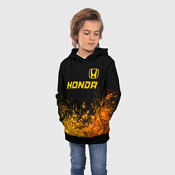 Толстовка-худи детская Honda - gold gradient посередине, цвет: 3D-черный — фото 2