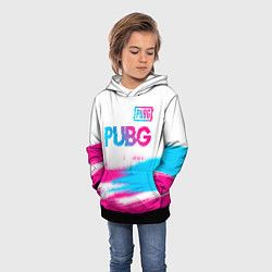 Толстовка-худи детская PUBG neon gradient style посередине, цвет: 3D-черный — фото 2