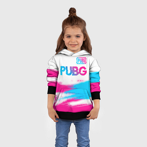 Детская толстовка PUBG neon gradient style посередине / 3D-Черный – фото 4