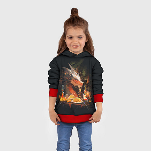 Детская толстовка Дракон - 2024 год / 3D-Красный – фото 4