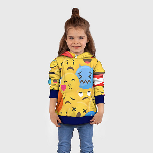 Детская толстовка Смайлы разные эмоции / 3D-Синий – фото 4