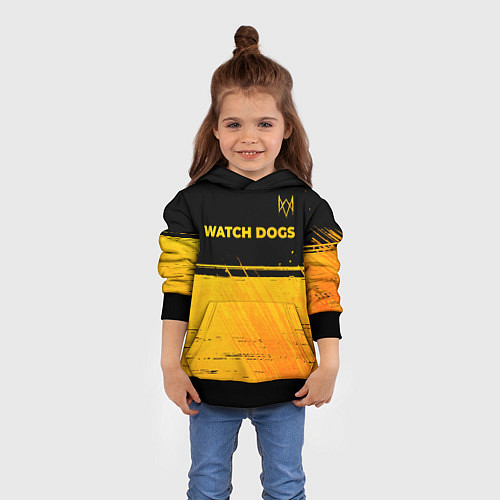 Детская толстовка Watch Dogs - gold gradient посередине / 3D-Черный – фото 4