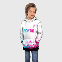 Толстовка-худи детская Portal neon gradient style посередине, цвет: 3D-черный — фото 2