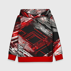 Толстовка-худи детская Киберпанк линии белые и красные, цвет: 3D-красный