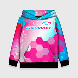 Толстовка-худи детская Chevrolet neon gradient style посередине, цвет: 3D-черный