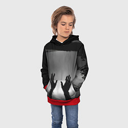 Толстовка-худи детская Руки зомби в ночном тумане, цвет: 3D-красный — фото 2