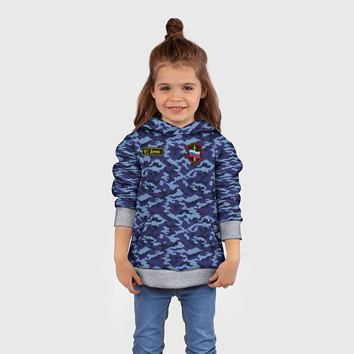 Детская толстовка Камуфляж синий - Денис / 3D-Меланж – фото 4
