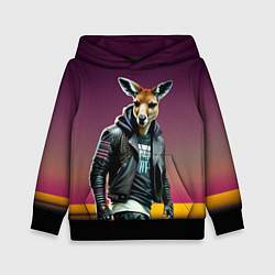 Толстовка-худи детская Cool kangaroo - ai art, цвет: 3D-черный