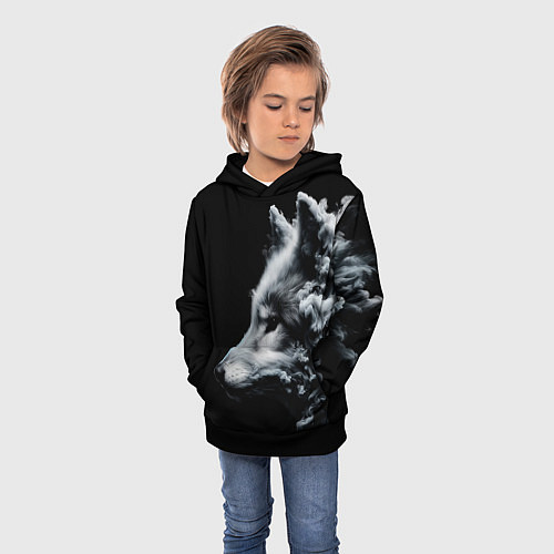 Детская толстовка Дымный волк / 3D-Черный – фото 3