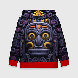 Толстовка-худи детская Орнамент в стиле ацтеков, цвет: 3D-красный