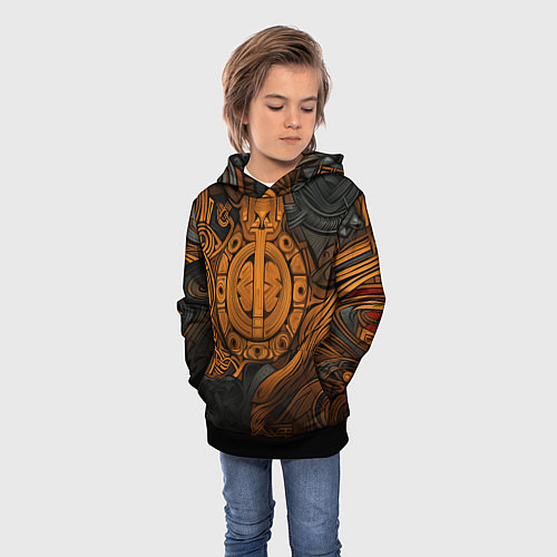 Детская толстовка Узор в скандинавском фолк-арт стиле / 3D-Черный – фото 3