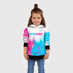 Толстовка-худи детская Nissan neon gradient style посередине, цвет: 3D-черный — фото 2