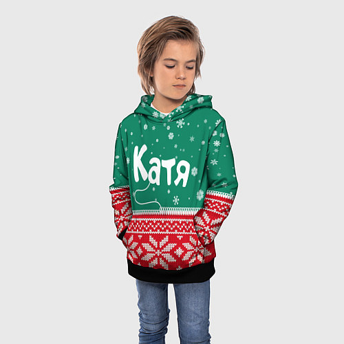 Детская толстовка Катя новогодняя / 3D-Черный – фото 3