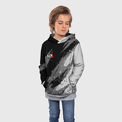 Толстовка-худи детская N7 - mass effect monochrome, цвет: 3D-меланж — фото 2