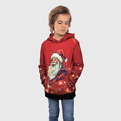 Толстовка-худи детская Улыбчивый Санта, цвет: 3D-черный — фото 2